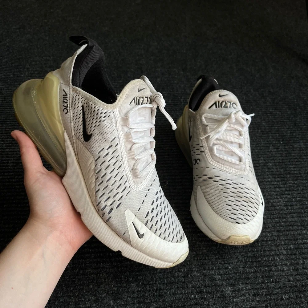 Nike Air Max 270 Womens 8 White Black AH6789-100 Running Shoes Sneaker athletic